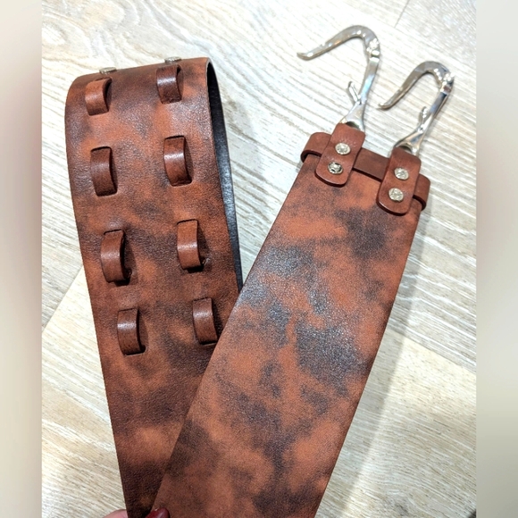 Celine Brown Leather Metal Hook Waist Belt - S - Picture 3 of 10